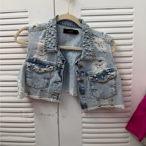 Studded Denim Vest